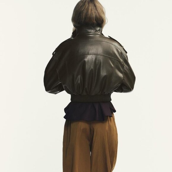 ZARA FAUX LEATHER SHORT JACKET - Picture 4 of 15